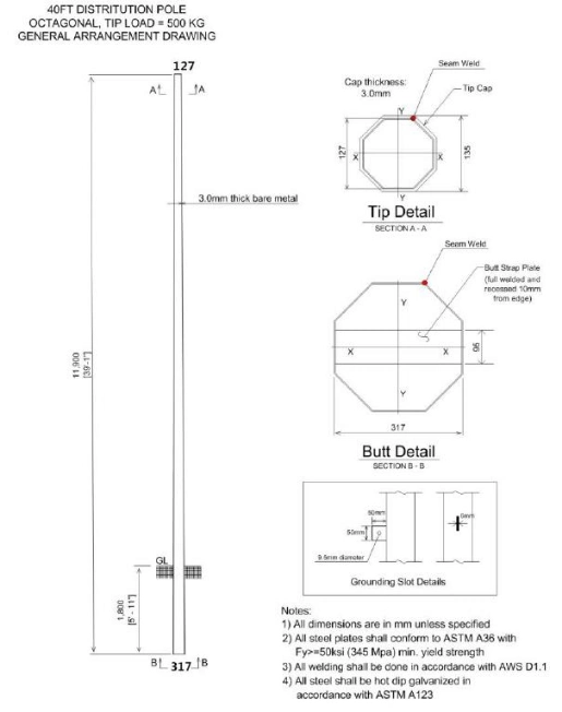 LV Electric Pole with Ladder